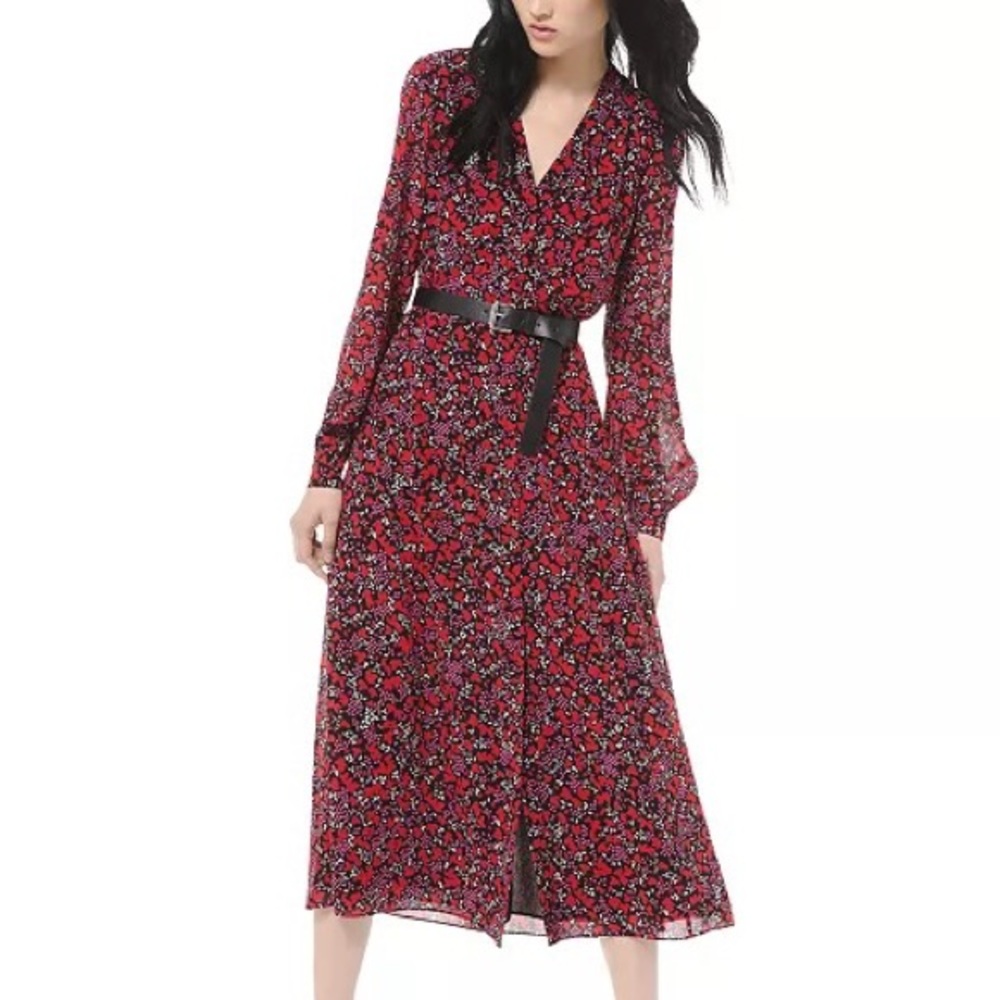 NWOT Michael Kors Printed Belt Dress